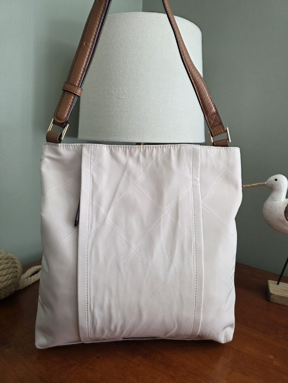 Vera Bradley Molly Crossbody Bag Cream Ivory Nylon Leather Purse